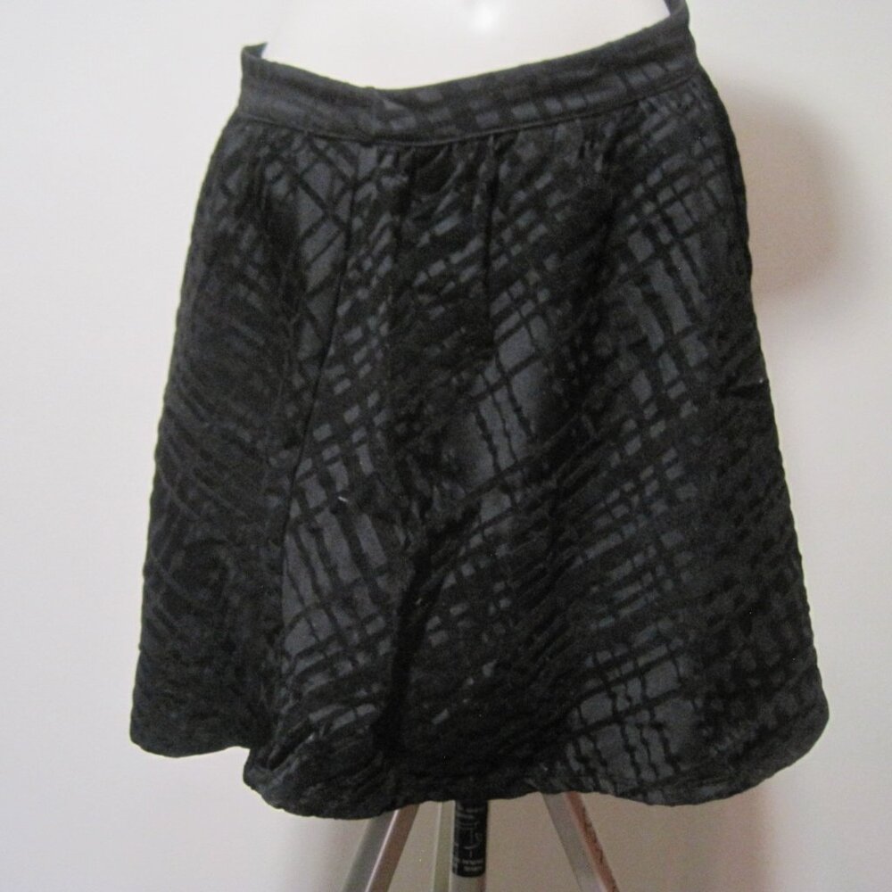 Belle De Jour Women's Large Velvet Polyester Zipper Black Plaid Mini Dress Skirt
